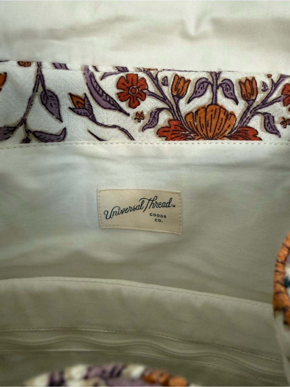 Universal Thread Cream Floral Canvas Drawstring Backpack - Picture 2 of 11